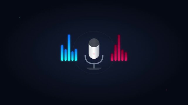 microphone audio podcast icon with dynamic red bars