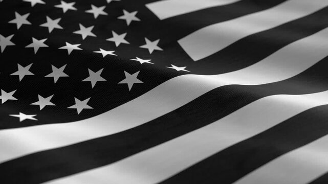 United States monochrome flag - waving flag loop