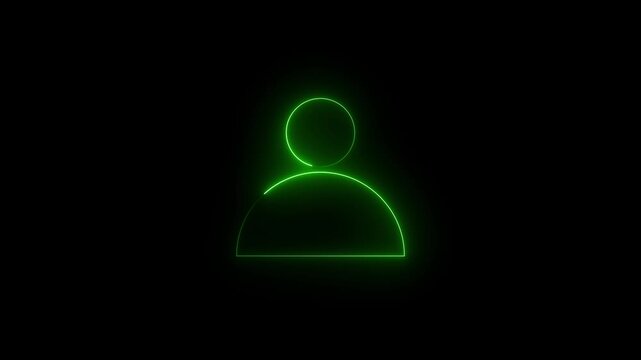 Glowing neon contact icon black background. user name, profile, flat style avatar person icons.user person sign, personal data protection guarantee, digital safety.