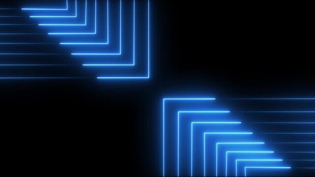 Abstract futuristic animation colorful neon lines are moving forward through the trail by the lighting speed motion background. online shop, blog, web, and hotel on a dark background in 4K.