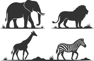 Individual safari animal silhouettes in a set © Vecto_Pixels