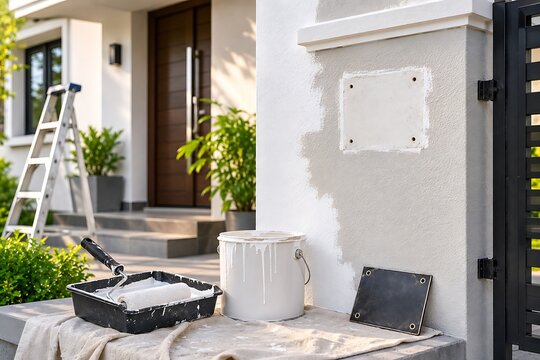 Exterior stucco wall painting and repair