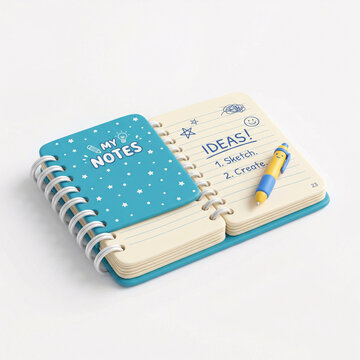 Carnet &agrave; spirale ouvert avec notes et id&eacute;es manuscrites