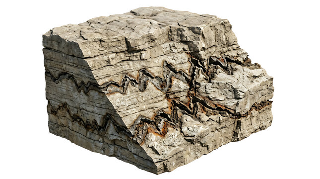 Geological Rock Strata Cross Section Isolated on a Clean White Background