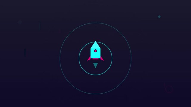 retro futuristic rocket launch innovation startup motion