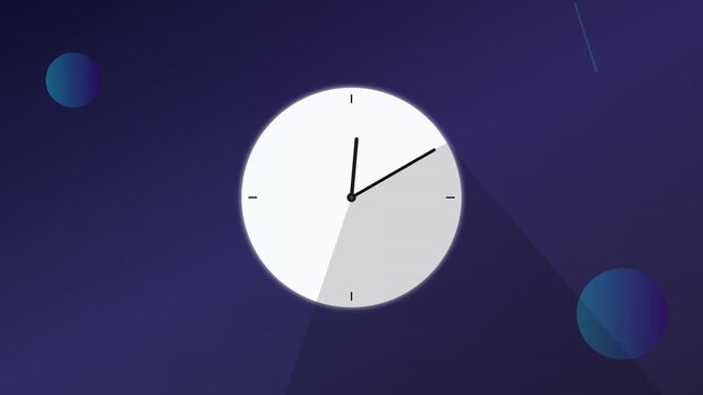 minimalist clock time icon with sweeping black shadows