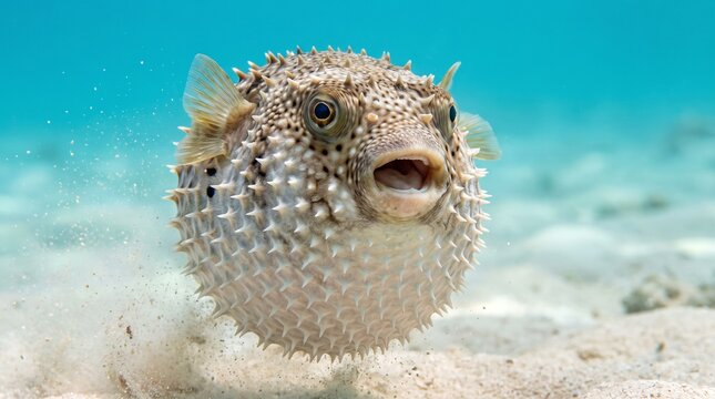 Inflated Puffer Fish Showing Defensive Posture