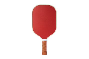 Red Pickleball Paddle with Brown Leather Grip and White Border © Khalilur