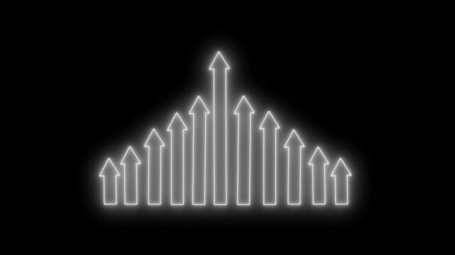 Neon Positive Financial Trend Animation with Growing Business Chart Elements