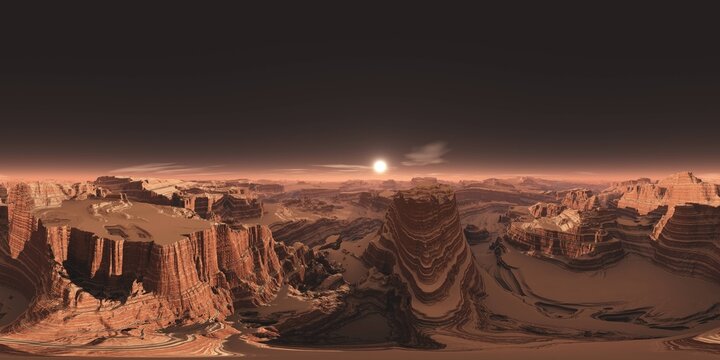 Canyon, canyon panorama, panorama of Mars, Mars, HDRI, environment map , Round panorama, spherical panorama, equidistant projection, 360 high resolution panorama, 3d rendering