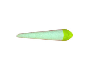 A single light green foam fishing float on a plain surface isolated on transparent background © Ahasan