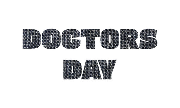 Doctors Day Typography with Denim Fabric Texture Isolated on White Background