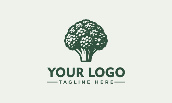 Green broccoli logo on a light background with text