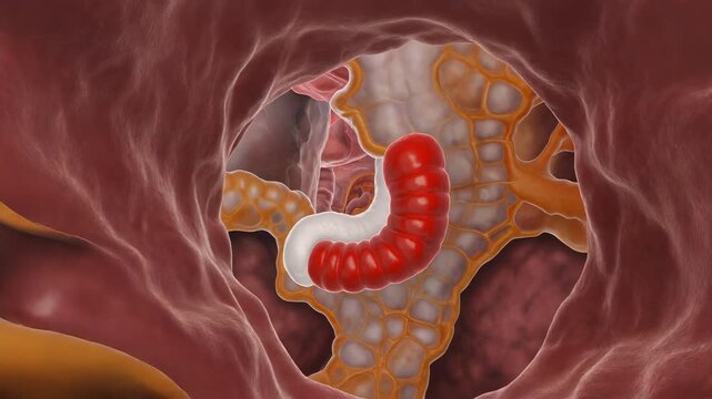 Duodenal Brunner Gland Bicarbonate Mucus Plume Emerging Through Transparent Histology Layers for Medical Education