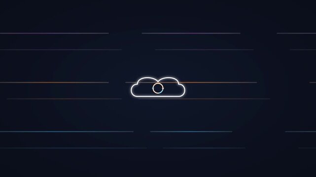 minimal line art cloud sync with flowing pastels