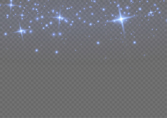 Sparkling blue stars and dust particles overlay with particles background abstract transparent isolated decoration luminous composition constellation celebration © Md