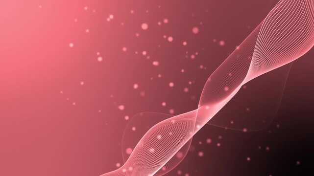 Abstract flowing light ribbons with glowing particles background creating a modern dark wave design animation