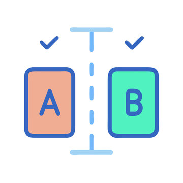 A or B Test Graphic Element, Isolated on Black Background