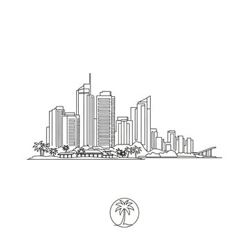Minimalist Perth city skyline line art illustration.