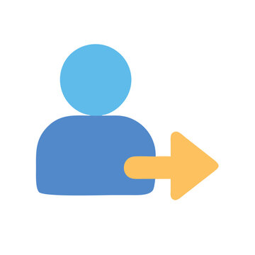 User data export icon showing profile going outwards