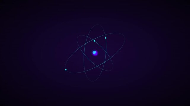 science atom molecule icon with spinning electron orbits