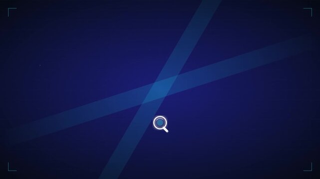 search magnifying glass icon with scanning light beams