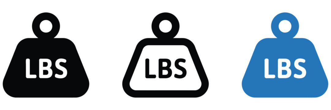 weight icon with lbs label representing pound measurement for fitness tracking, weightlifting training, and gym strength monitoring, modern vector symbol for workout programs, health, sports applicati