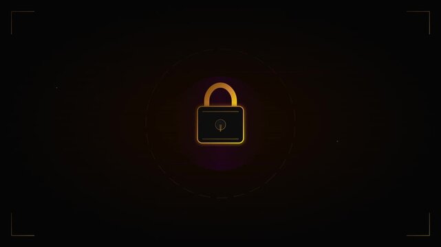 secure padlock privacy lock icon vector animation black