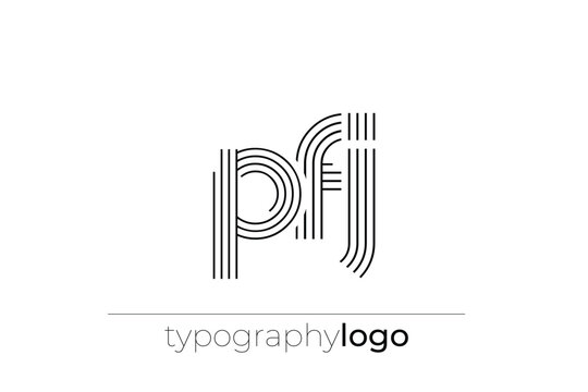 PFJ modern geometric typography logo