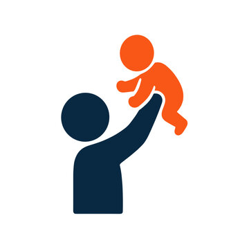 Father lifting his baby up Fathers Day icon vector