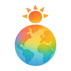 Obraz premium PNG Colorful Earth with sun.