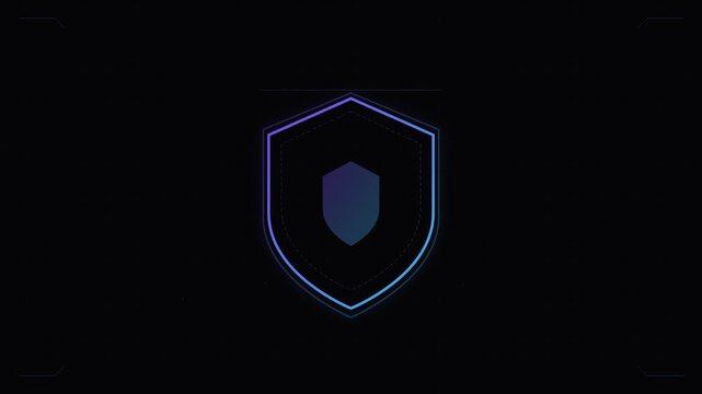 secure shield protection icon vector animation black background