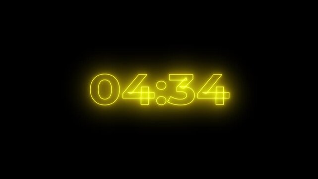 5 minute countdown. Blue neon countdown timer.05 minutes countdown on black hd