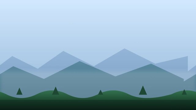Serene Mountain Parallax Flat Vector Nature Animation