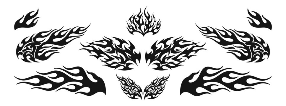 Tribal Flame  Decal Tattoo and Car Vinyl Sticker Vector Collection