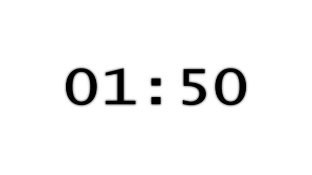 120 to 0 seconds, 2 minute countdown timer with alpha channel ,
