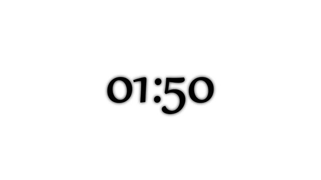 Two minutes countdown on black background. 120 seconds countdown time.