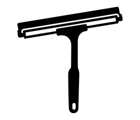 Window squeegee cleaning tool vector silhouette icon with squeegee cleaning maintenance housework household equipment janitorial silhouette handheld construction © atonu