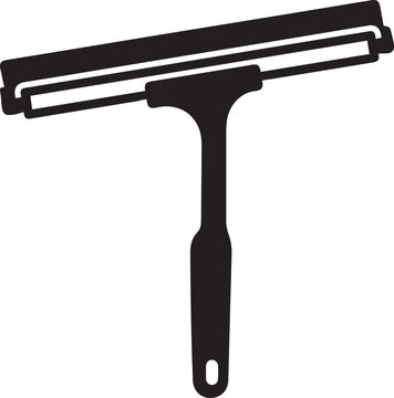 Window squeegee cleaning tool vector silhouette icon with squeegee cleaning maintenance housework household equipment janitorial silhouette handheld construction