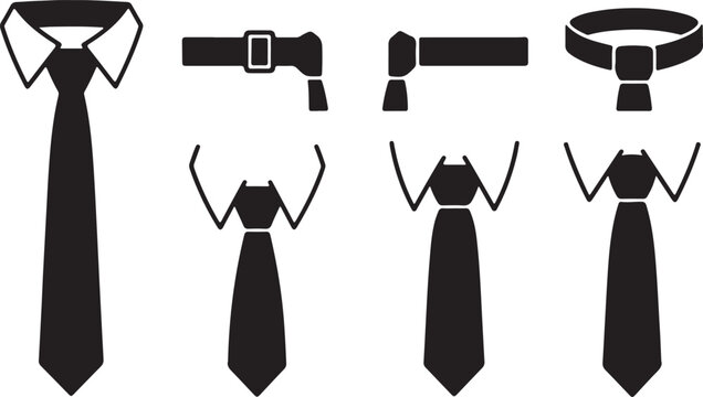 Minimalist Black Necktie Knot Instruction Icons for Formal Wear
