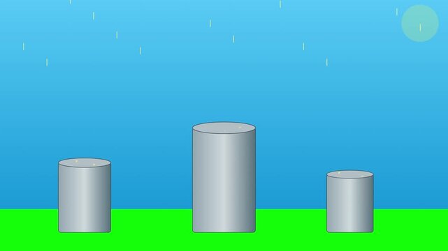 Sky Blue And Lemon Vibrant Rain On Steel Tins