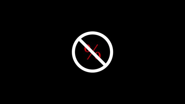 No noise sign silent mood Stop bells icon animated on black background