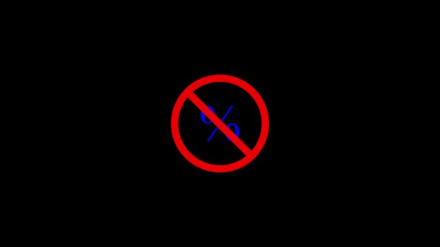No noise sign silent mood Stop bells icon animated on black background