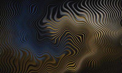 Fototapeta premium Abstract Wavy Textured Lines Background featuring Gold, Blue, and Gray Tones.