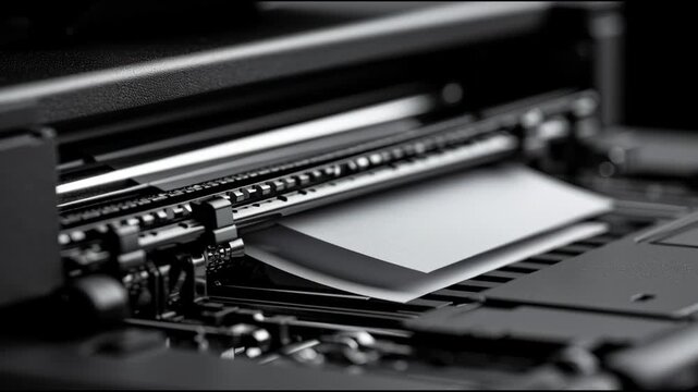Close-up of a paper jam in a printer at an office. The issue shows the process of clearing the jam to continue printing important documents.