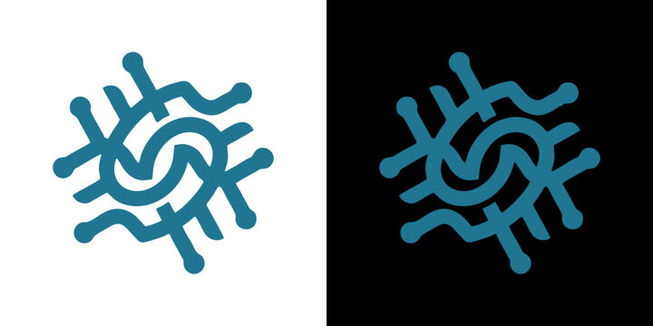 Stylized letter S logo design with integrated electronic circuit board lines representing modern digital technology