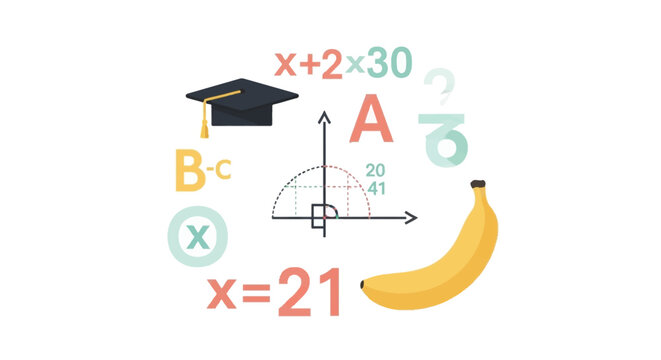 Mathematics education concept with banana.