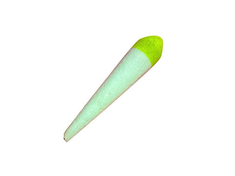 A single fishing float with a bright neon green tip isolated on transparent background