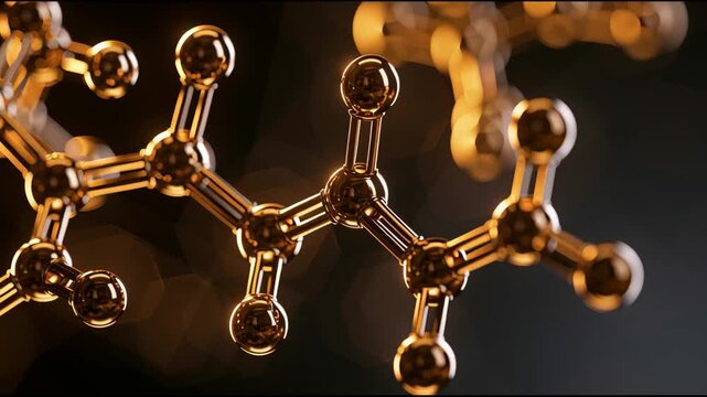 A close-up of the testosterone molecule structure rendered in gold, highlighting its different angles and connections