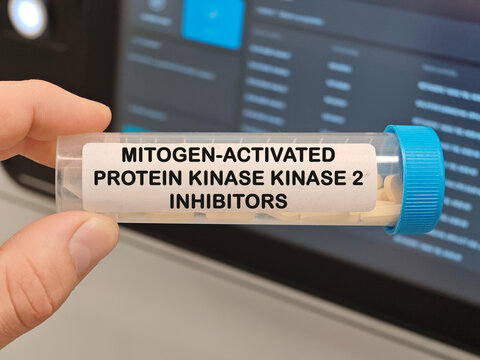 MITOGEN-ACTIVATED PROTEIN KINASE KINASE 2 INHIBITORS targeted anticancer drug mechanism for leukemia lymphoma brain cancer or solid tumor treatment tablets in laboratory